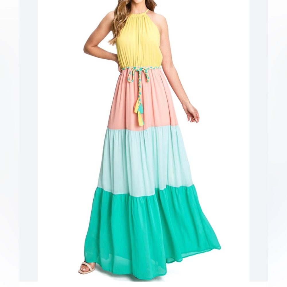 Flying Tomato maxi dress w/braided rope detail